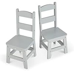Melissa & Doug Wooden Chairs, Set of 2 - Gray Furniture for Playroom - Kids Wooden Chairs, Children's Wooden Playroom Furniture