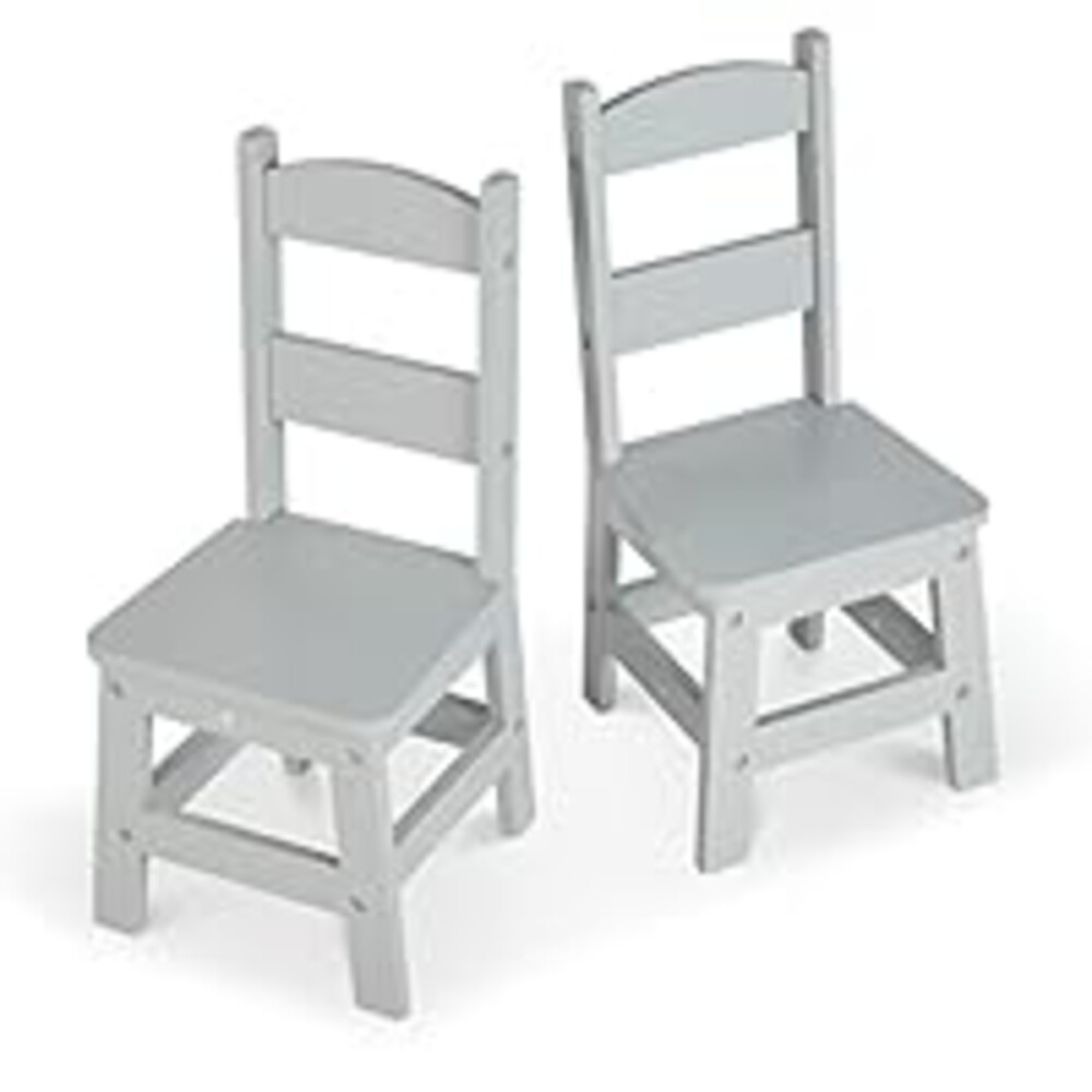 Melissa & Doug Wooden Chairs, Set of 2 - Gray Furniture for Playroom - Kids Wooden Chairs, Children's Wooden Playroom Furniture