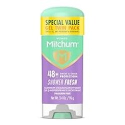 Mitchum Women’s Antiperspirant Deodorant Gel Stick, Shower Fresh Scent, 48HR Sweat & Odor Protection, Triple Odor Defense, Alcohol-Free, 3.4 oz (Pack of 2)