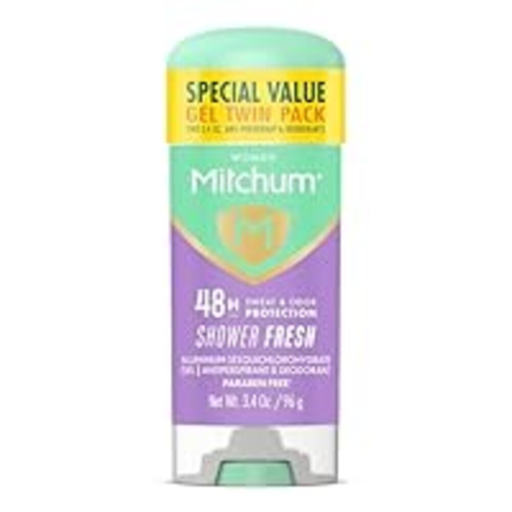 Mitchum Women’s Antiperspirant Deodorant Gel Stick, Shower Fresh Scent, 48HR Sweat & Odor Protection, Triple Odor Defense, Alcohol-Free, 3.4 oz (Pack of 2)