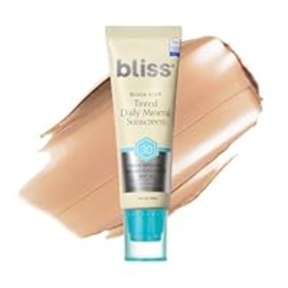 Bliss Block Star SPF 30 Daily Tinted Mineral Sunscreen with Zinc Oxide - All Skin Tones - 100% Mineral Broad Spectrum Sunscreen with Titanium Dioxide & Antioxidant Blend- 1.4 fl oz.