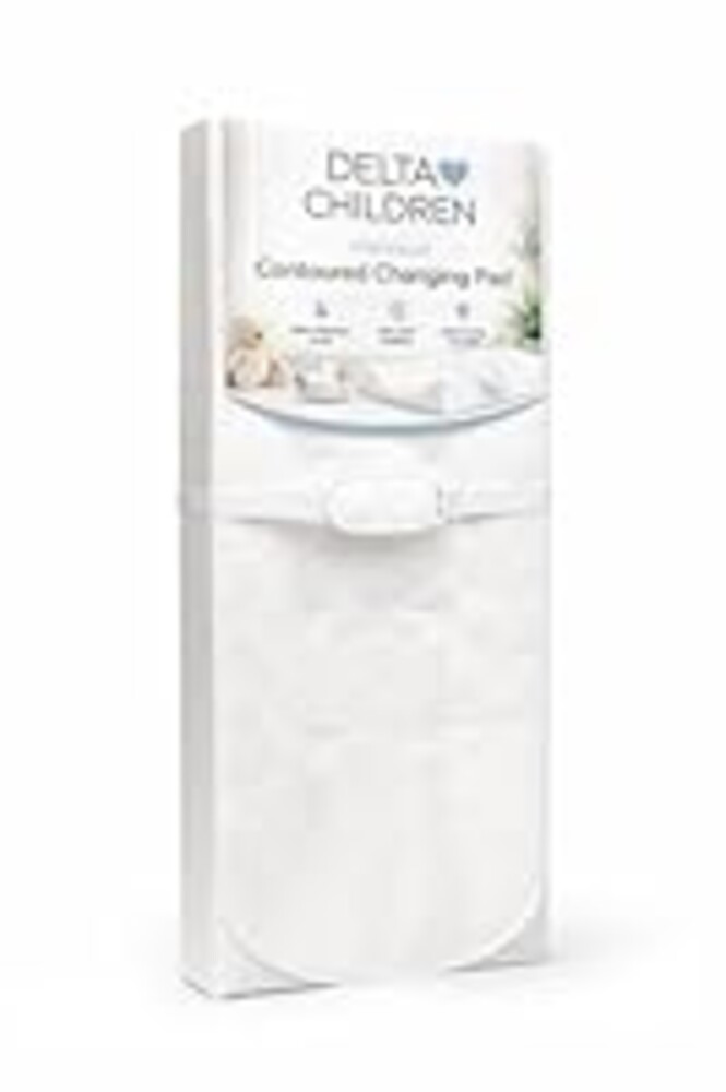 Delta Children Contoured Changing Pad, Waterproof and Wipeable, Ultra-Soft Memory Foam Pillow Top Cover, Fits Most Changing Toppers, Non-Skid Bottom Secure Grip Baby Diaper Changing Pad for Dresser