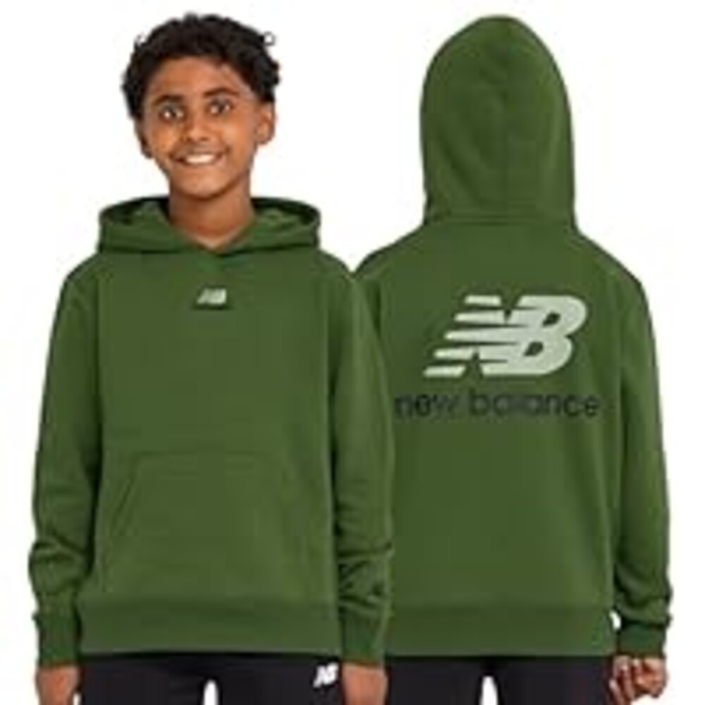 New Balance Boys Hoodie – Premium Comfy Cotton Blended Fleece Classic Pullover Sweatshirt for Kids, Sizes 4-20 Dark Green