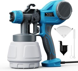 Tilswall Paint Sprayer Ideal for Beginners, Ultra Lightweight Spray Paint Gun Easy to Use and Clean, Multi-Purpose Spray Gun with 4 Nozzles & 3 Patterns, Electric Paint Sprayer for Walls and Ceilings