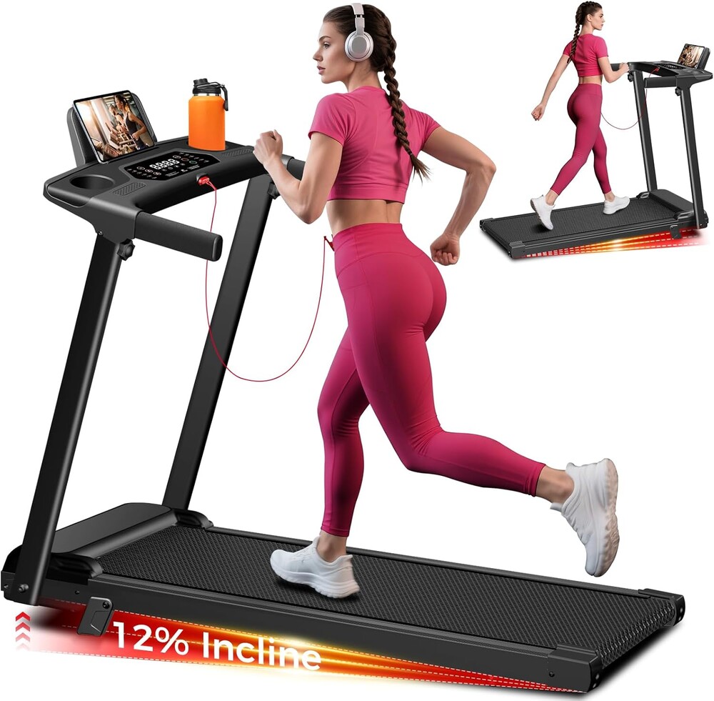 Treadmill with Incline,3.0HP Small Treadmills for Home,Portable Electric Treadmill with Handles,Lightweight Walking Pad,Compact Running Treadmills,Walking Pad with Handle,300LBS Capacity