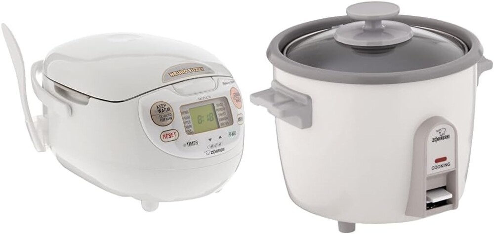 Zojirushi NS-ZCC10 Neuro Fuzzy Cooker, 5.5-Cup uncooked rice / 1L, White & NHS-06 3-Cup (Uncooked) Rice Cooker, White (-WB)