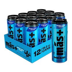 Más+ By Messi 19.2oz Berry Copa Crush Sports Drink & Hydration Beverage, Natural Flavors with Vitamins and Electrolytes, No Artifical Sweeteners or Colors, 12-pack