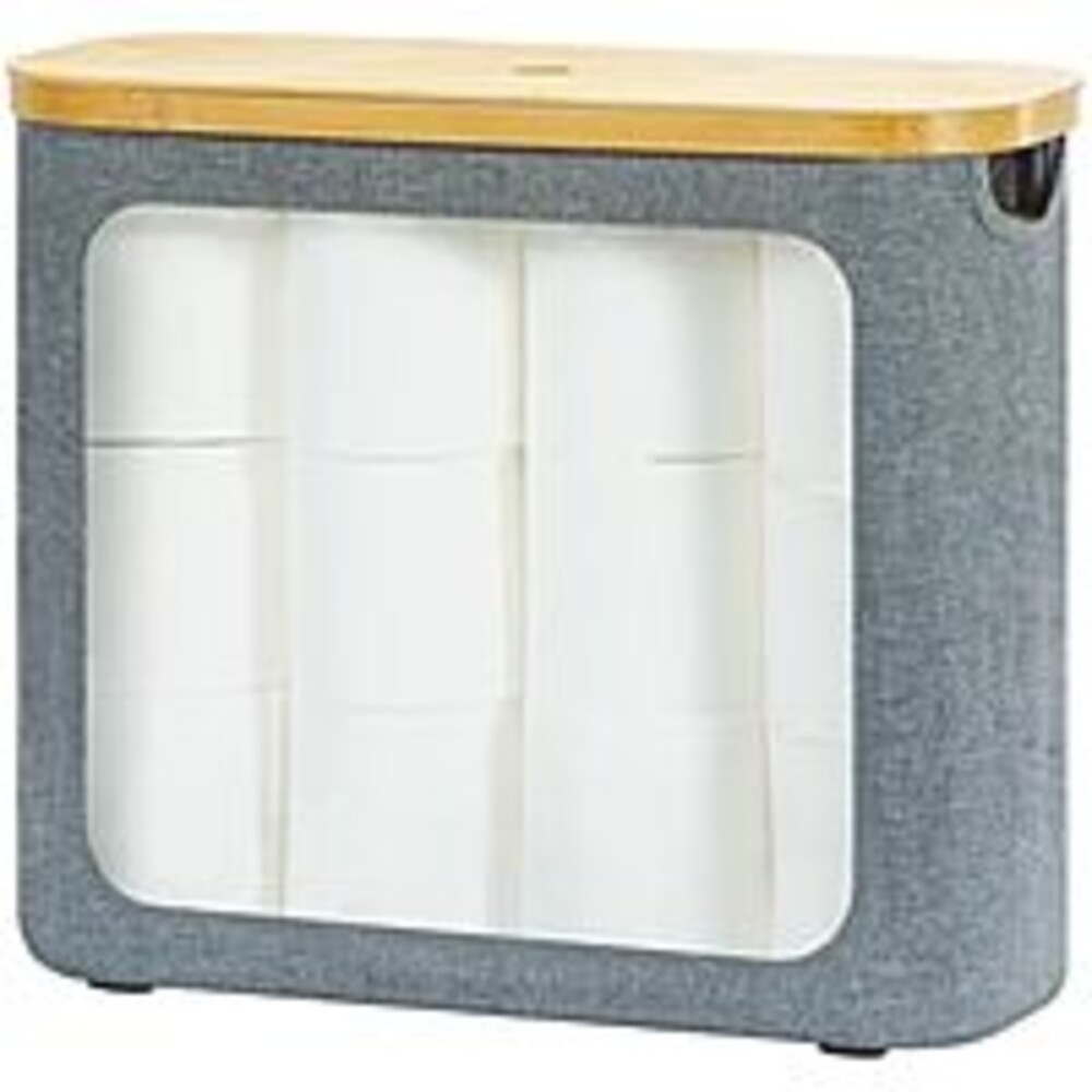 Rosos 9-12 Roll Toilet Paper Storage w/ Bamboo Lid (Grey)