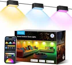 Govee Outdoor Deck Lights, RGBIC Outdoor Lights with 4000K White Light, IP65 Smart Fence Lights with App Control, Voice Control, LED Path Light for Outdoor Decor,Wired 6 Packs (32.8ft)
