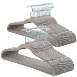 ELONG HOME Velvet Hangers - 50 Pack, Grey Slim Felt Hangers with 360 Swivel Hook, Non-Slip Heavy Duty for Coats & Pants