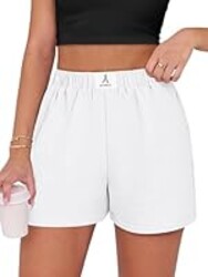 ANRABESS Shorts for Women Summer Beach Cover Ups Casual High Waist Flowy Wide Leg 2026 Spring Vacation Lounge Shorts White Large