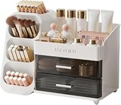 Reflygen Drawer Cosmetic Organiser, Large Capacity Dresser Organiser For Bathroom And Bedroom Countertop Cosmetic Storage, Makeup Tools, Skincare Products, Lipstick Storage Display(milky white)