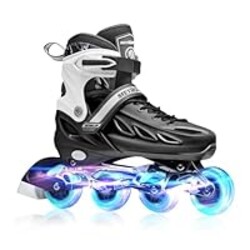 METROLLER Inline Skates for Girls and Boys, Women, Men 4 Sizes Adjustable Inline Skates with Light Up Wheels, Illuminating Beginner Skates for Kids & Adult Youth