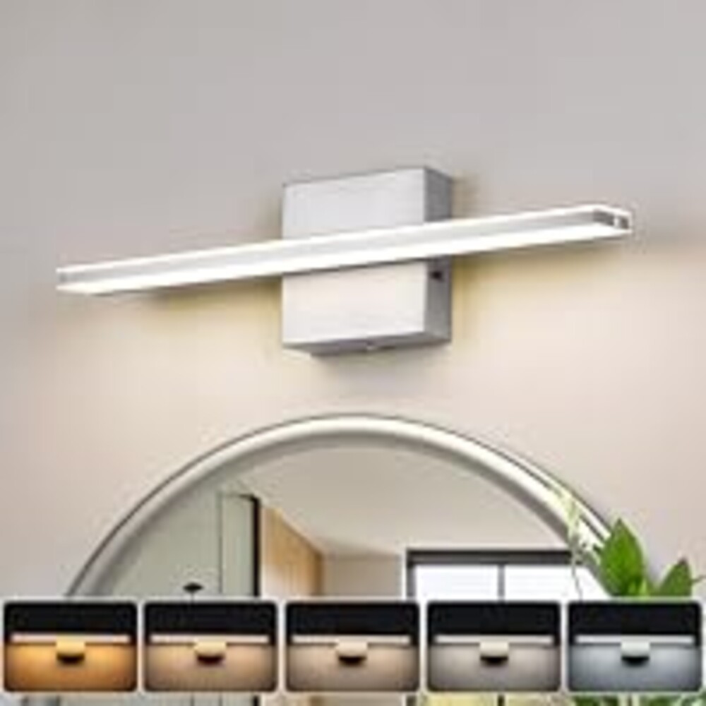 BRIVOLART LED Brushed Nickel Vanity Lights for Bathroom Light Fixtures 5CCT Dimmable Vanity Light Bar Bathroom Lighting 15.7' Inch 12W