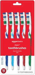 Amazon Basics Clean Plus Toothbrushes, Soft, Full, 10 Count, 1 Pack (Previously Solimo)