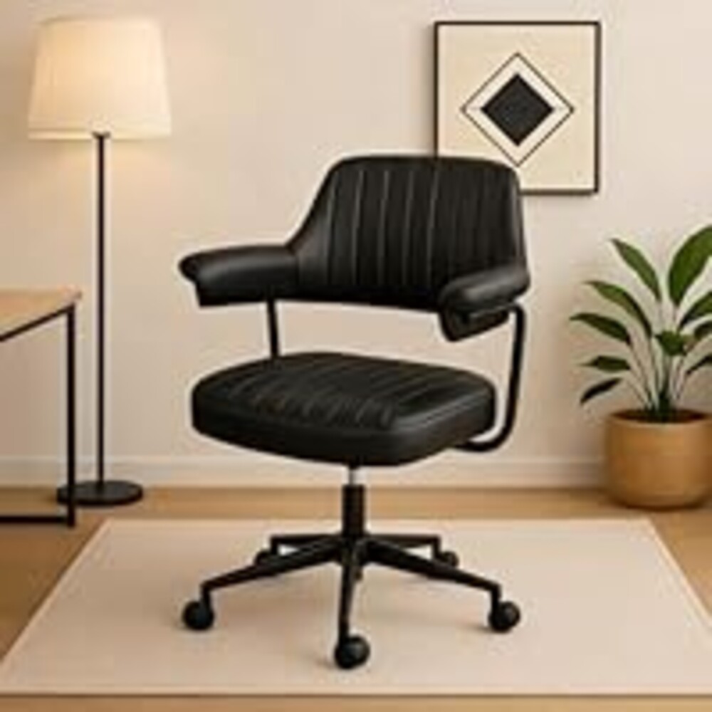 HeroSet Multi-Functional Swivel Desk Chair Home Office Chair Ergonomic Adjustable Design for Home Office, Study, Dressing Table & Living Room, Black