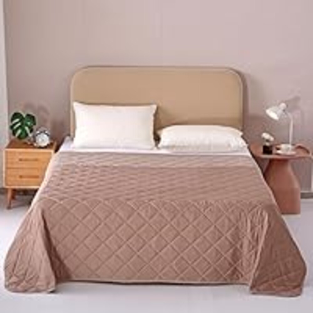 EVOLIVE Elastane Diamind Quilted All Season Light Weight Single Reversible Cooling Quilt/Comforter (Taupe, Full/Queen)