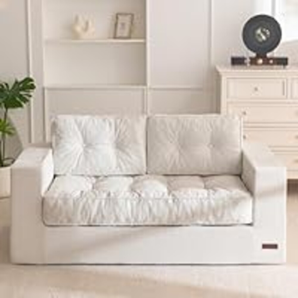 MAXYOYO Boneless Sofa Couch, 59" Loveseat Sofa for Small Space, Tufted Floor Couch Bean Bag Chair for Living Room Bedroom Apartment, Sofa in a Box, No Assembly Needed, Grey