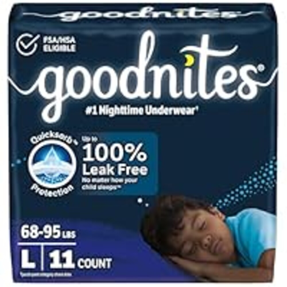 Goodnites Boys' Nighttime Bedwetting Underwear, Size Large (68-95 lbs), 11 Ct, Packaging May Vary