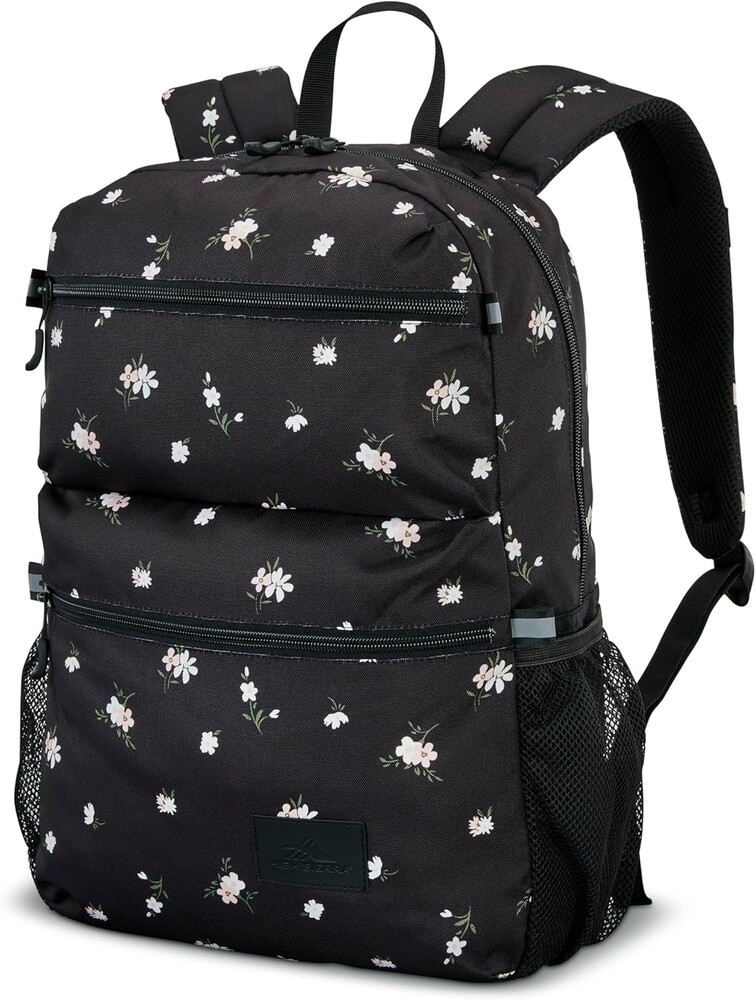 High Sierra Everclass Backpack - Travel or Work Laptop Bookbag with 360° Reflectivity, Dual Water Bottle Pockets & Fits Laptops Up To 15.6”, One Size, Floral Black