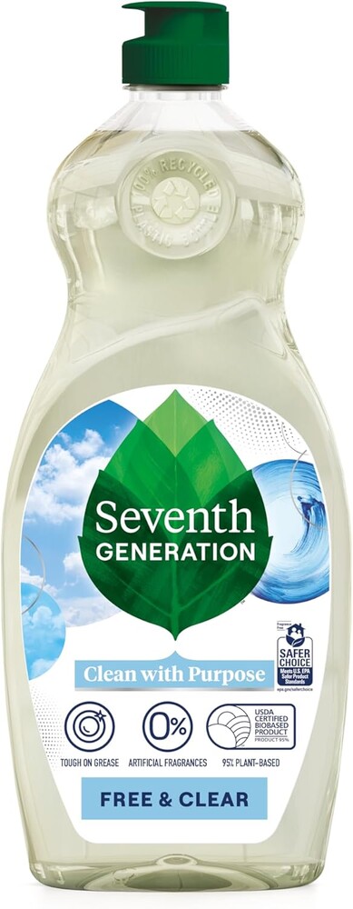 Seventh Generation Dish Liquid Soap Free & Clear liquid soap Pack of 6 Dishwashing Soap Dish Soap for sensitive skin 19 oz