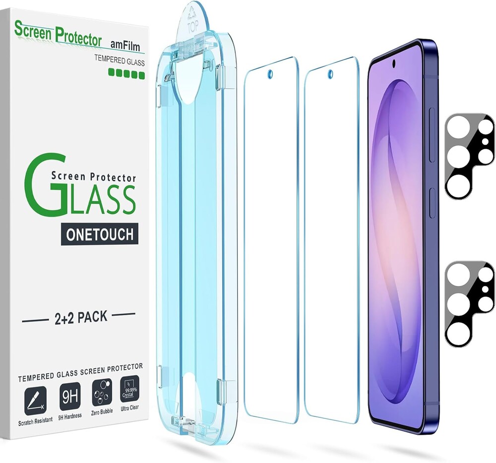 amFilm Auto-Alignment OneTouch for Samsung Galaxy S26 Ultra 6.9" Screen Protector + Camera Lens Protector, Tempered Glass, 30 seconds Installation, Bubble Free, Case Friendly, Anti-Scratch [2+2 Pack]