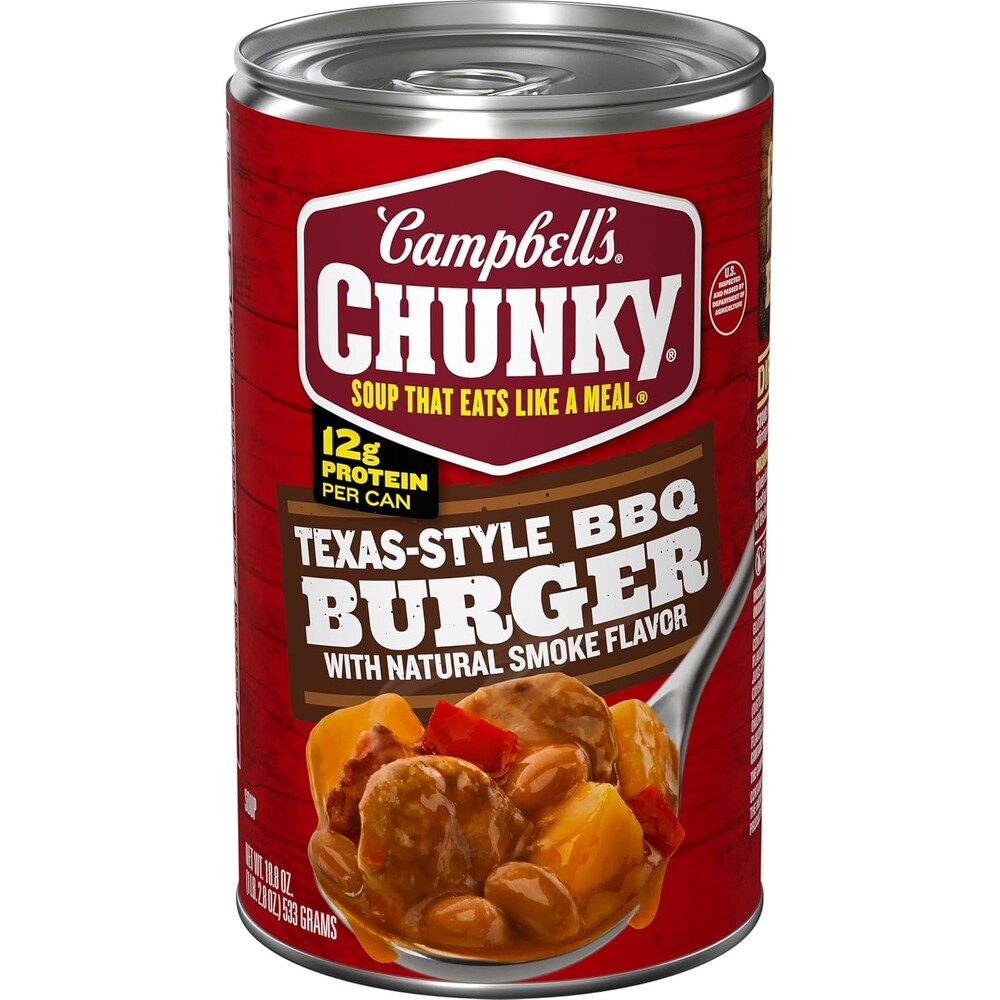 Campbell's Chunky Texas-Style BBQ Burger with Natural Smoke Flavor Soup, 18.8 oz Can