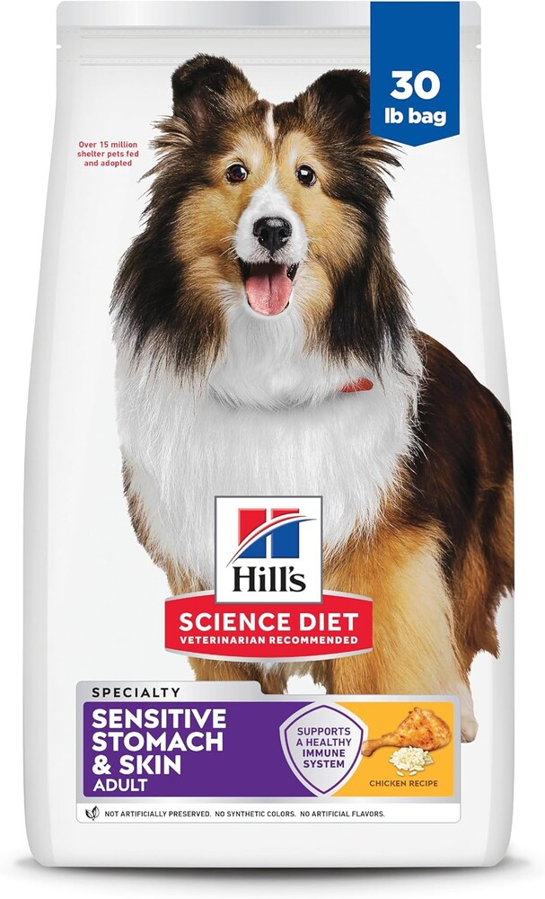 Hill's Science Diet Adult 1-6 Sensitive Stomach & Skin Dry Dog Food, Chicken Recipe, 30 lb. Bag