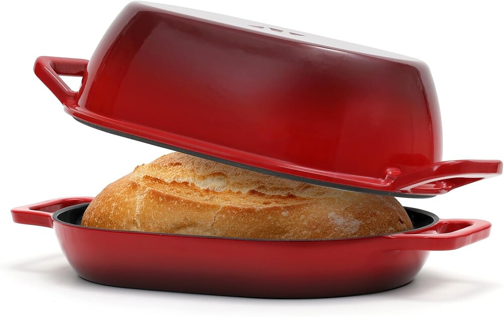 Enameled Cast Iron Oval Dutch Oven for Bread Baking，12"x8" Bread Pot with Lid，Ideal for Sourdough, Artisan Loaves & Family Meals，5 Qt