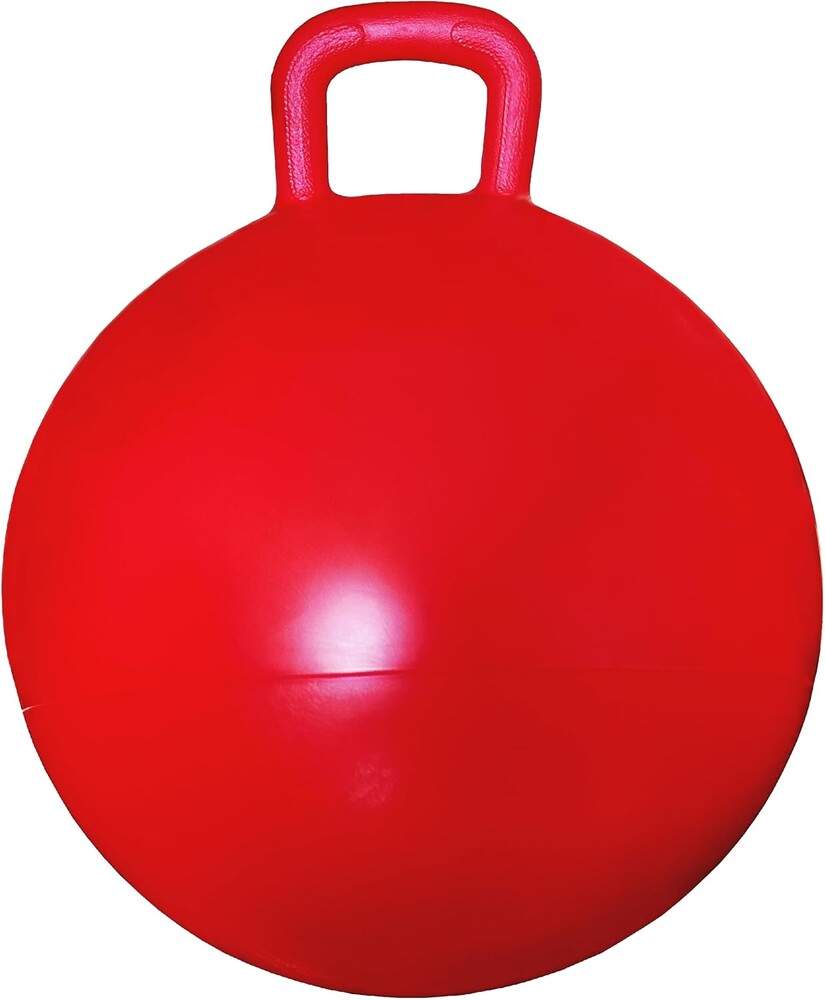 AppleRound Hippity Hoppity Jumping Ball with Pump, Bouncy Ball with Handle, 20in/50cm Diameter for Age 7-10, Kangaroo Bouncer, Space Hopper with Handle for Children, Plain Color (Red)
