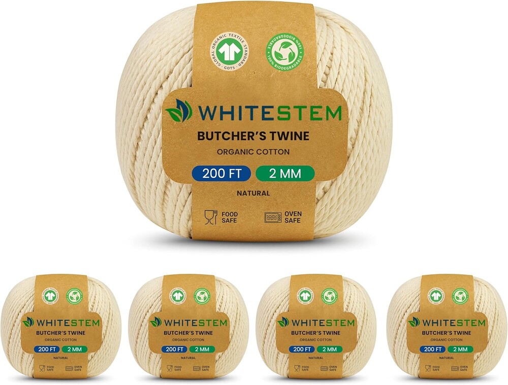 Organic Butchers Twine –1000 Feet 16 PLY Strong Cotton String for Turkey Trussing and Meat Prep for Roasting, Gift Wrapping, Baking, Crafts, Holiday Décor, DIY Projects, Packaging & Pastries
