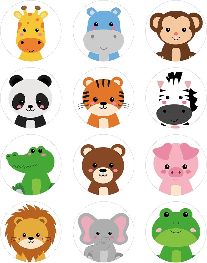 Anwyll Animal Stickers - 600Pcs 1.5'' Cute Land Animal Stickers for Kid Toddler Baby Self Adhesive Animal Sticker Round Reward Sticker for Envelope Seal Sufari Easter Party Decor Teacher Classroom