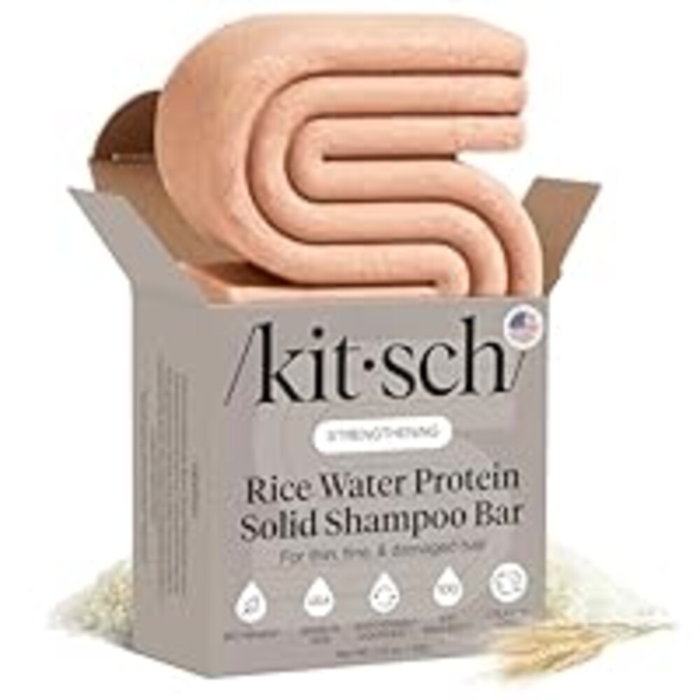 Kitsch Rice Water Shampoo Bar for Hair Growth – Strengthening Hair Shampoo for Men and Women – Reduce Breakage, Boosts Shine – Paraben, Silicone & Sulfate-Free, Vegan Hair Care - 3.2 oz