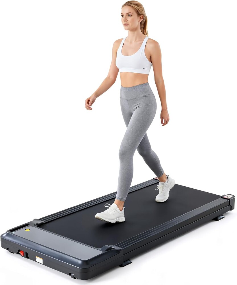 Sweetcrispy Compact Armless Treadmill for Small Spaces, Quiet Under-Desk Walking Pad, Slim & Portable Design for Home Office Workouts, Ideal for Apartments and Work-from-Home Fitness, Bright Black