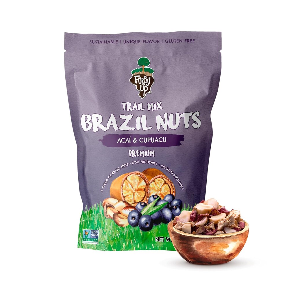 Snack Açaí Trail Mix 7 oz – The True Organic Brazil Nuts Roasted + Açaí Fruit Nibs + Cupuaçu Fruit Nibs – Nutrient-Rich and Practical Combo – Fresh, Vegan and Gluten Free – Forest Up