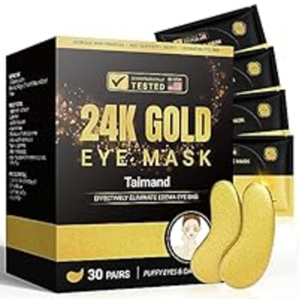 Taimand Under Eye Patches (30 Pairs), 24K Gold Under Eye Mask for Puffy Eyes, Dark Circles,Bags and Wrinkles with Collagen,Relieves Pressure and Reduces Wrinkles,Revitalises and Refreshes Your Skin