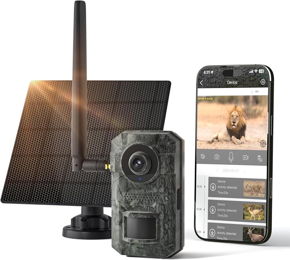 Trail Camera, 2k HD Live Cellular Trail Cameras, Built-in Sim Card,with 64g Memory Card,Game Camera Solar Powered