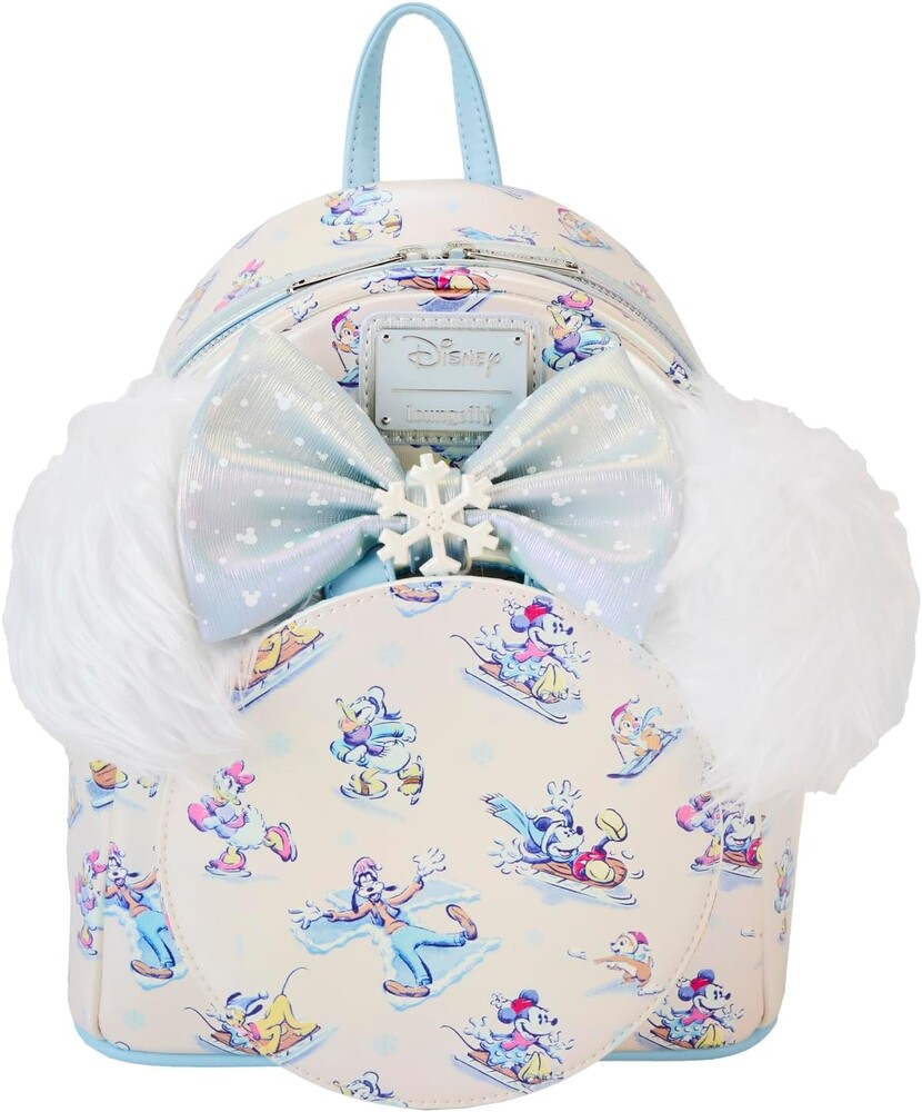 Loungefly Disney Mickey and Friends Winter Wonderland AOP Mini Backpack with Headband