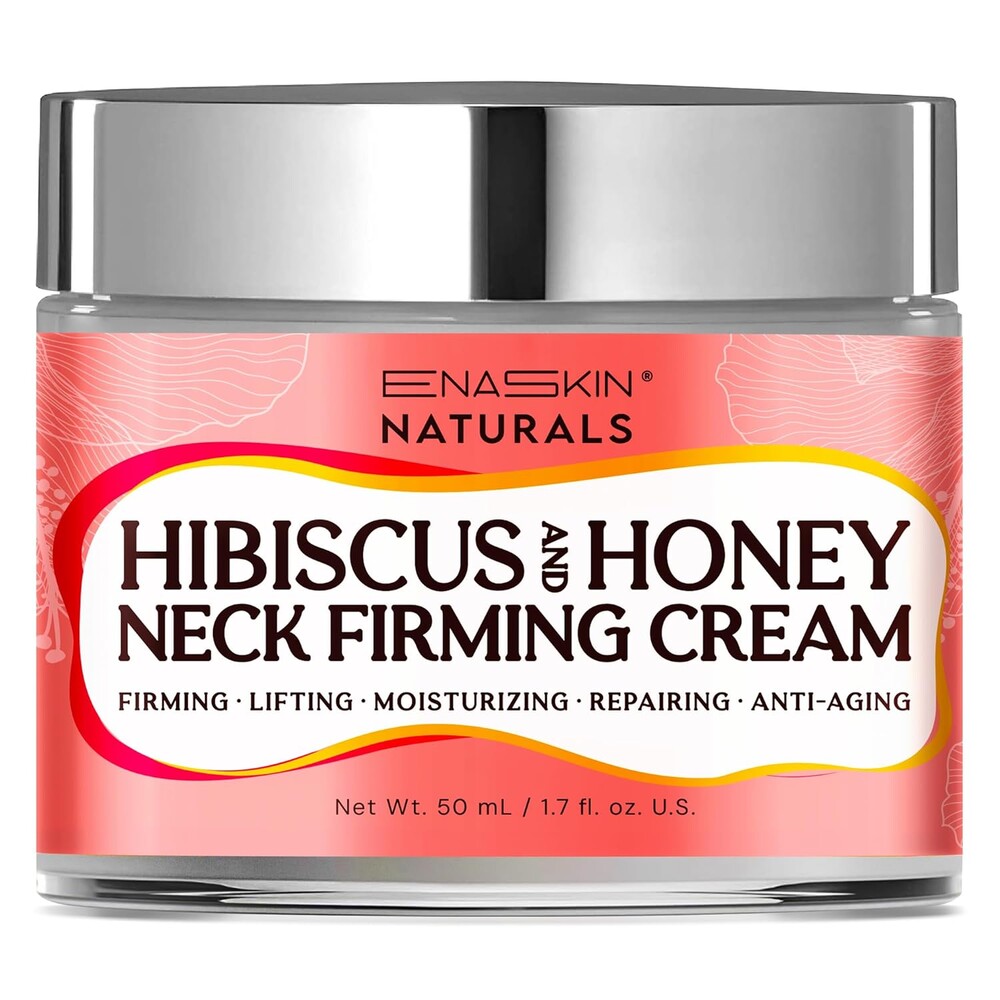 Enaskin Naturals Neck Firming & Tightening Cream with Hibiscus and Honey: Anti-Aging Moisturizer for Fine Lines, Wrinkles & Deep Hydration – Neck, Face & Chest Cream - 1.7 Fl Oz