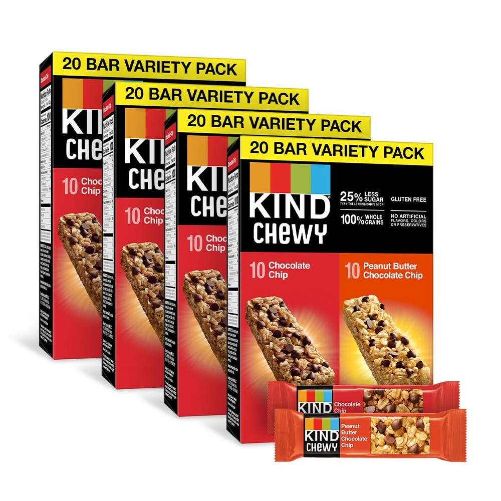 KIND Granola Chewy Bar, Variety Pack, Gluten Free, 20 Count (Pack of 4)