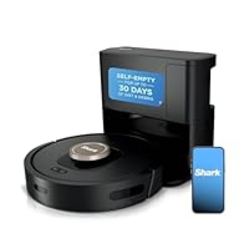 Shark AV2501AE AI Robot Vacuum with XL HEPA Self-Empty Base, Bagless, 60-Day Capacity, LIDAR Navigation, Perfect for Pet Hair, Compatible with Alexa, Wi-Fi Connected, Carpet & Hard Floor, Black