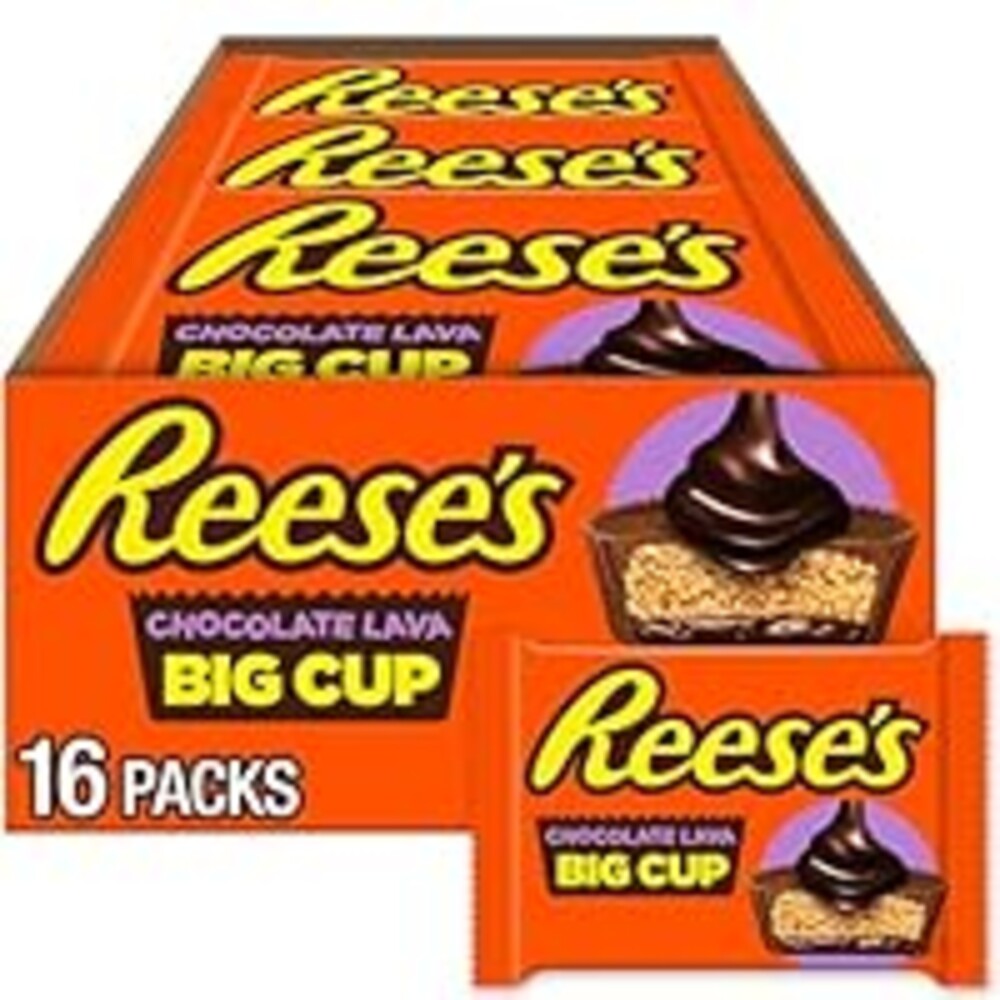REESE'S Big Cup Chocolate Lava Milk Chocolate Peanut Butter Cups, Candy Packs, 1.4 oz (16 Count)