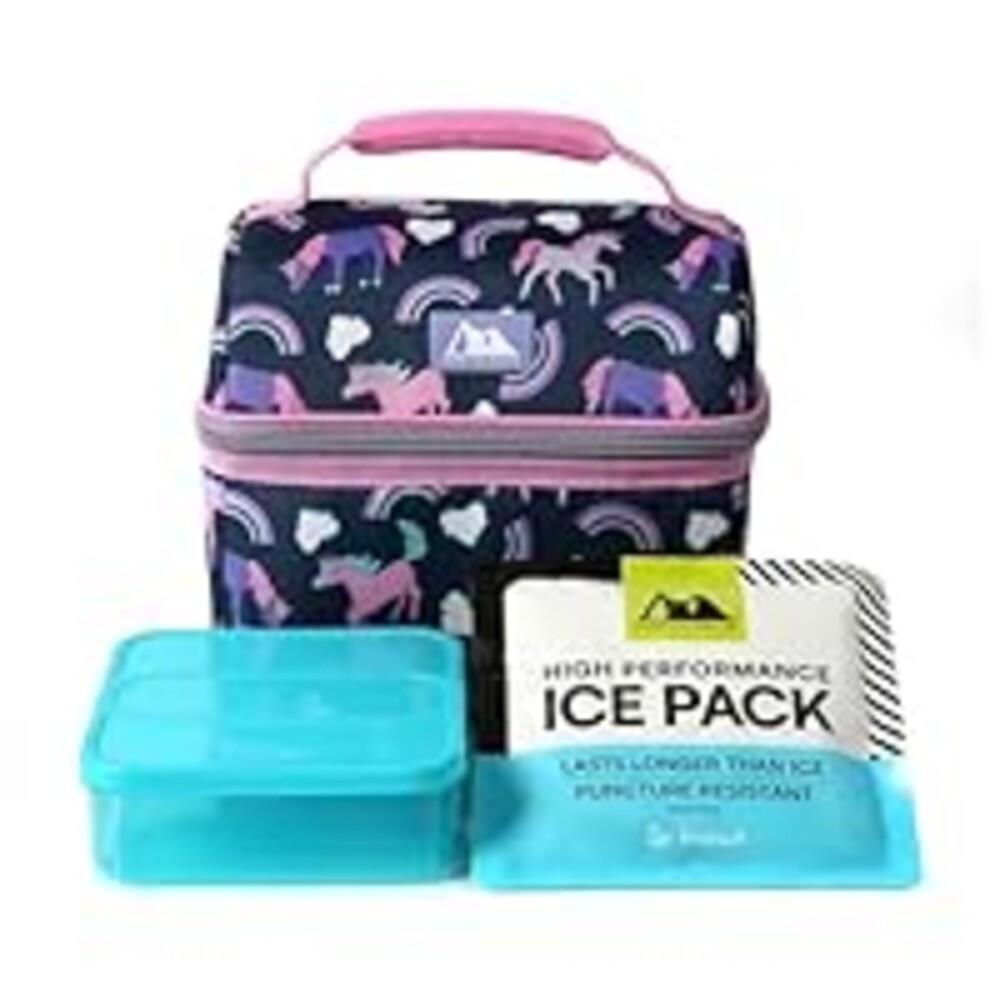 Arctic Zone Kids Lunch Bucket Combo with 210g Ice Pack and Sandwich Container, Unicorn Princess