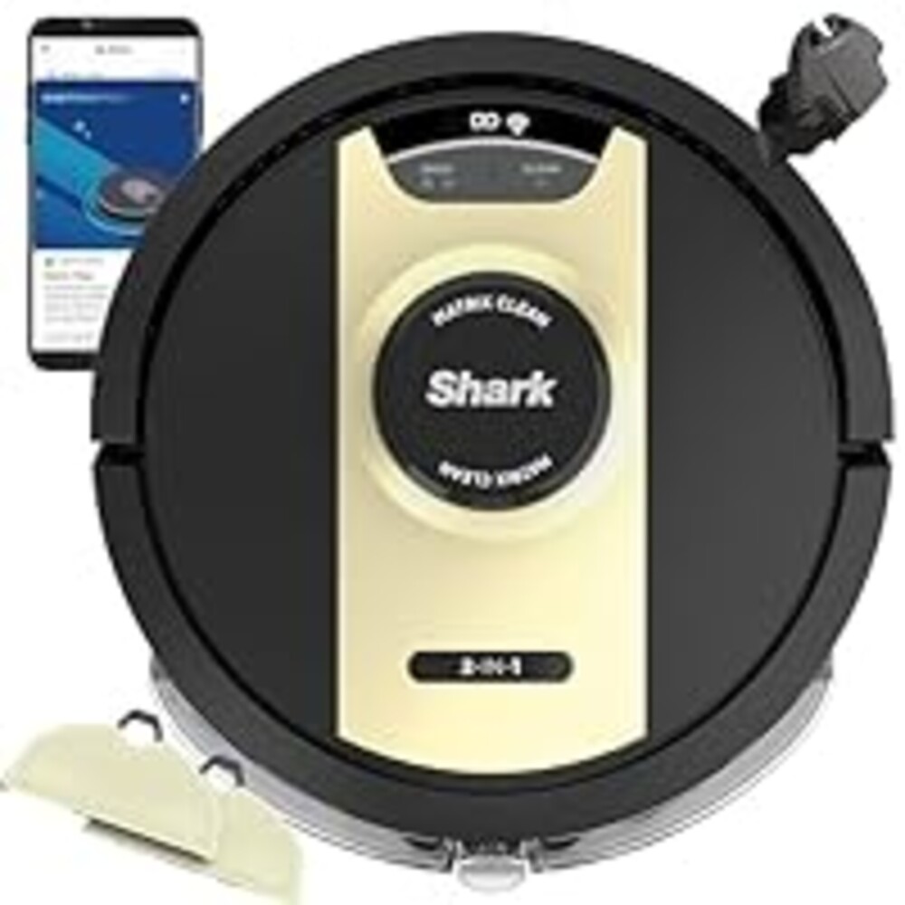 Shark RV2410WD IQ 2-in-1 Robot Vacuum and Mop with Row-by-Row Cleaning, Perfect for Pet Hair, Compatible with Alexa, Black/Bronze, Black/Gold, No Self-Empty Base
