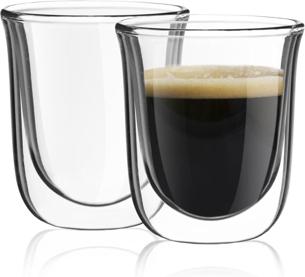 JoyJolt Javaah Double Walled Espresso Glasses Espresso Cups Set of 2 | 2-Ounces
