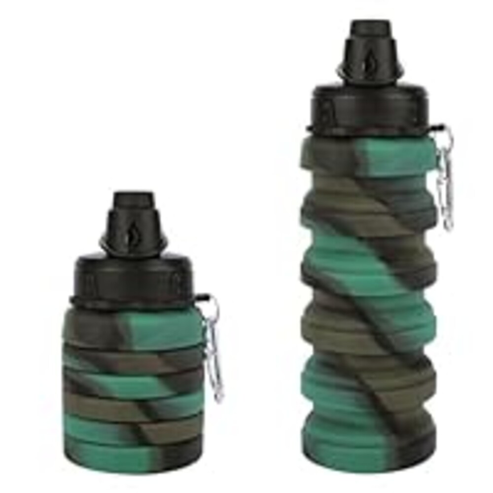 MAKERSLAND Collapsible Water Bottle for Adults, Boys, Students, Kids, Reusable Silicone Foldable Water Bottles for Travel Camping Hiking, Portable Sports Water Bottle, Camouflage