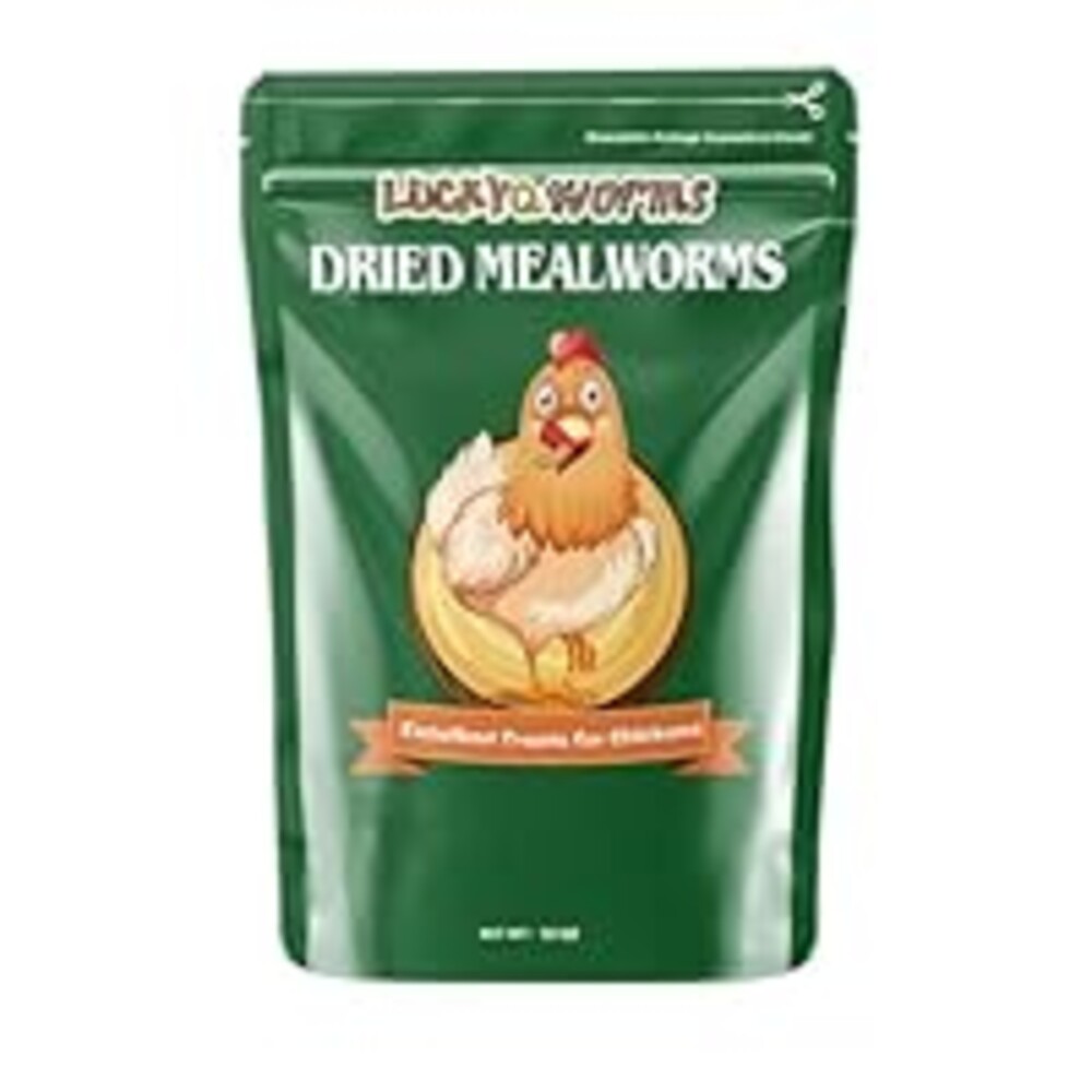 LuckyQworms Mealworms, High-Protein Dried Mealworms for Birds, Chickens, Turtles, Fish, Hamsters and Hedgehogs, Non-GMO and Chemical Free, All Natural Animal Feed (10oz)