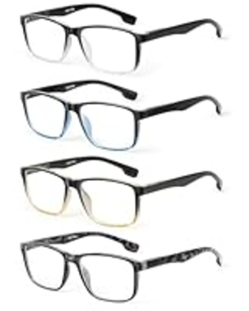 JOLISU 4 Pack Reading Glasses Men Blue Light Blocking with Spring Hinge, Anti Eyestrain/UV Large Wide Square Computer Readers (1.50)