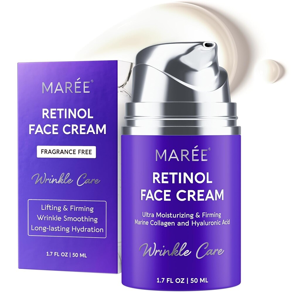 MAREE Face Moisturizer – Retinol Face Cream for Women Moisturizing with Collagen & Hyaluronic Acid – Day & Night Anti-Aging Facial Wrinkle DD Cream Moisturizer for Dry Skin – Crema Para la Cara