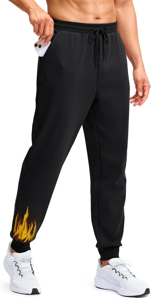 Soothfeel Men's Fleece Joggers Cotton Sweatpants with Deep Pockets Loose Athletic Running Gym Workout Winter Warm Pants